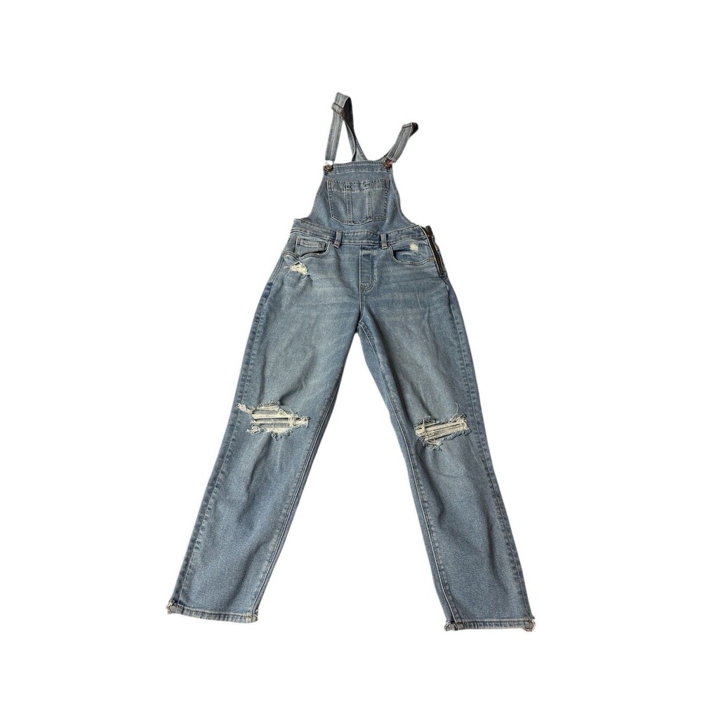 American Eagle Tomgirl Overalls Women’s Size 2 Distressed Blue Denim Real...
